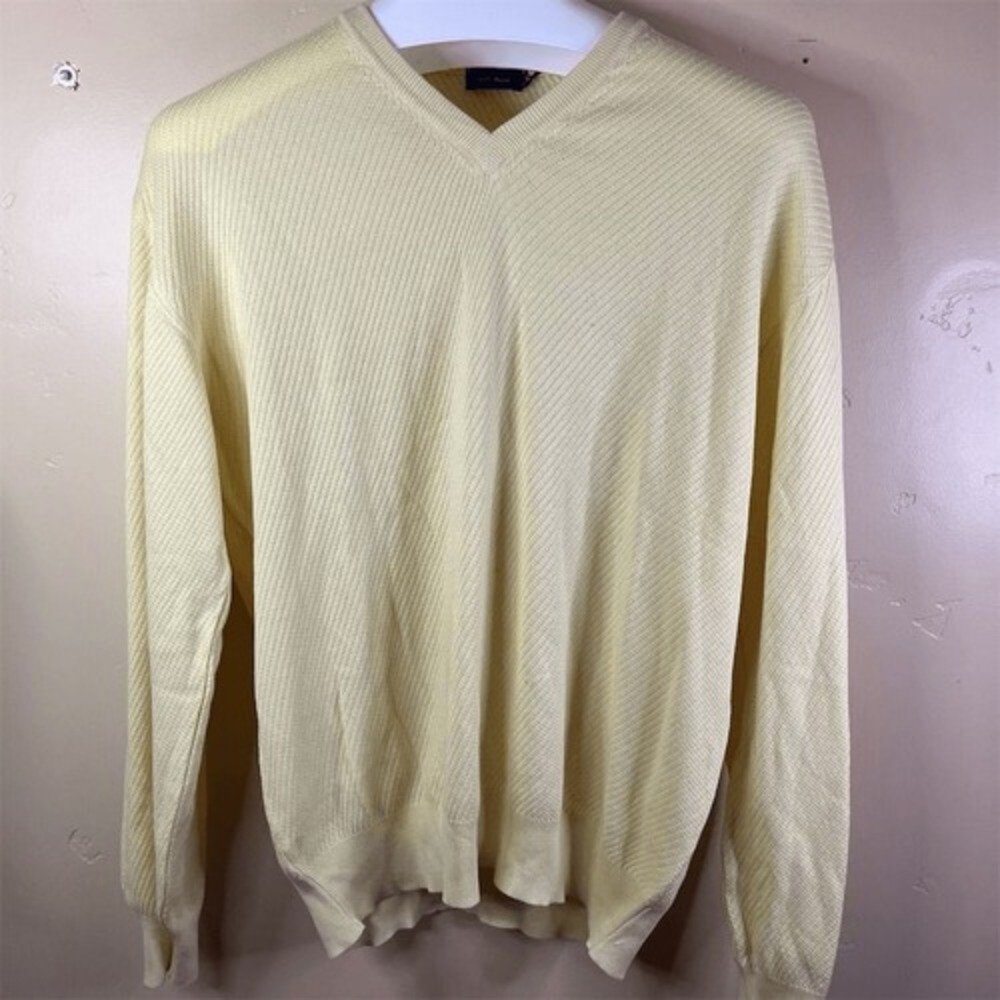 NWT Jeff Rose Men's V-Neck Pullover Sweater Silk XL Long‎ Sleeve Italian Made